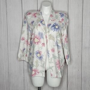 Vintage 80s Pastel Floral Open Front Blazer, size Large